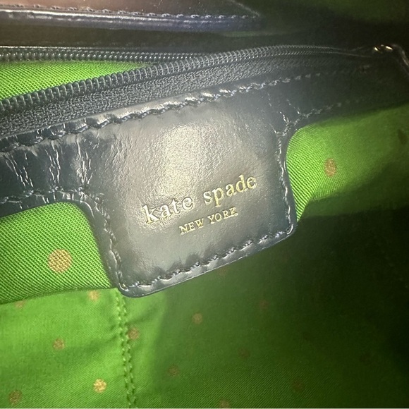 Kate Spade Purse Shoulder Bag Round Navy Blue Black Canvas Chic Minimalist - Picture 7 of 8